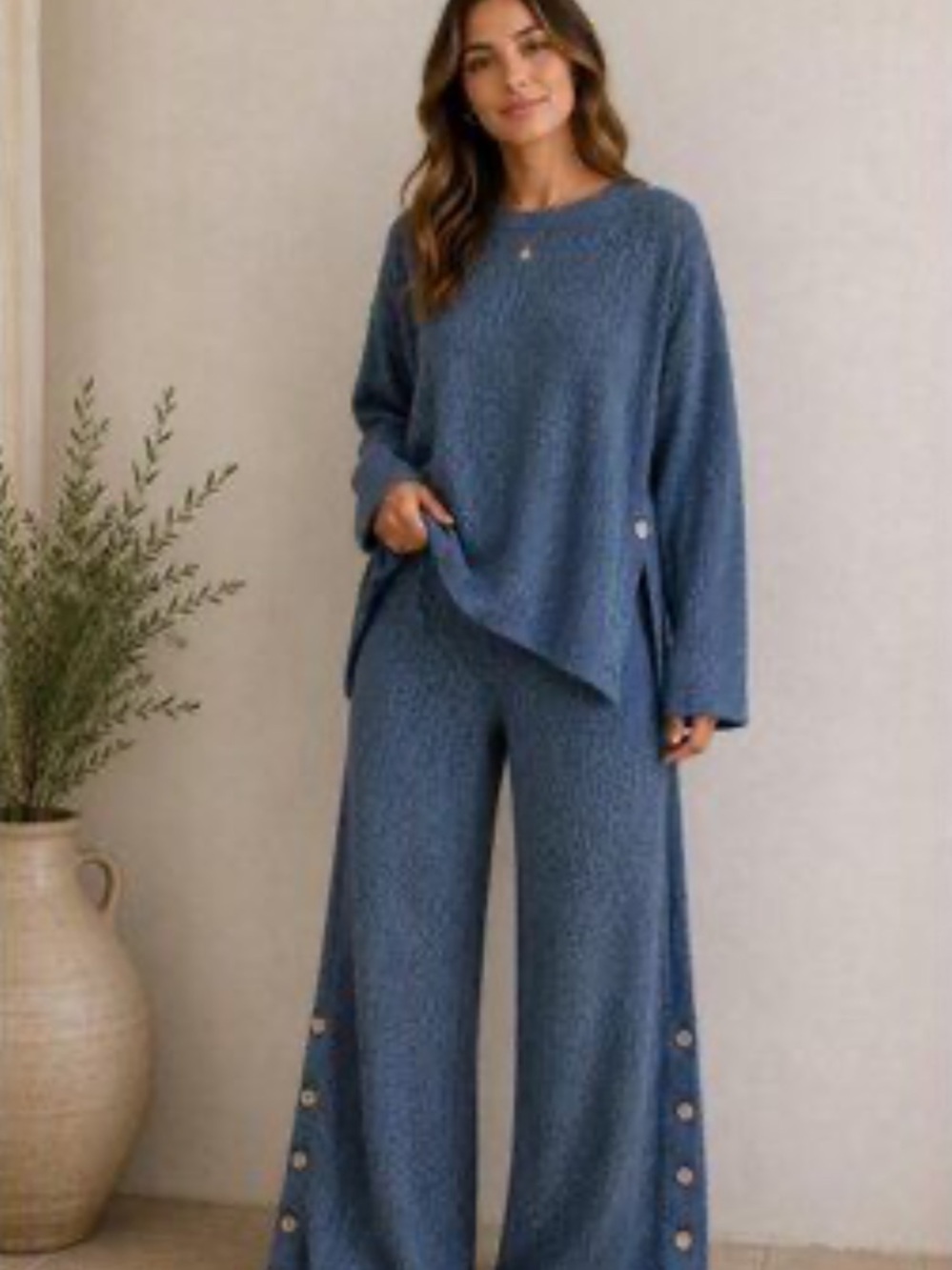 "Button Up" Sweater Set
color Blue Sea Combo.
People free-est
NWOT